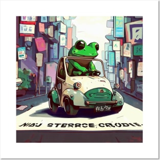 Cartoon anime Frog in Japan street Kawaii Posters and Art